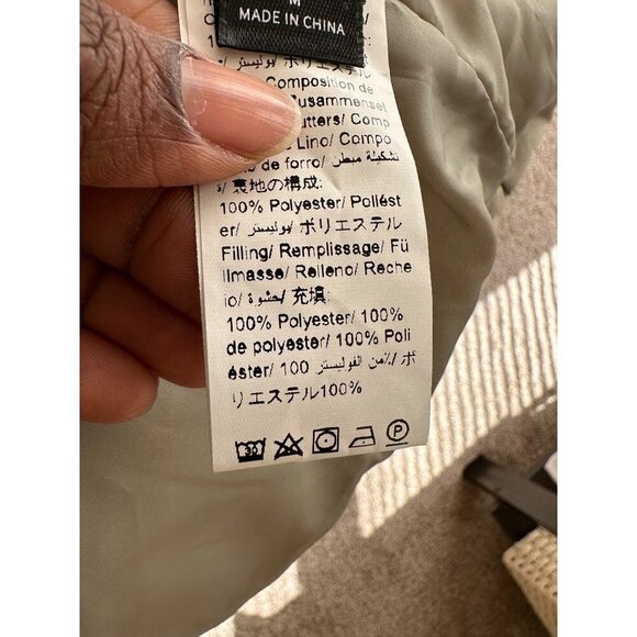 Dazy Oversized Short Puffer Jacket M Beige Full Zip Stand Collar Drawstring Hem - Picture 10 of 10